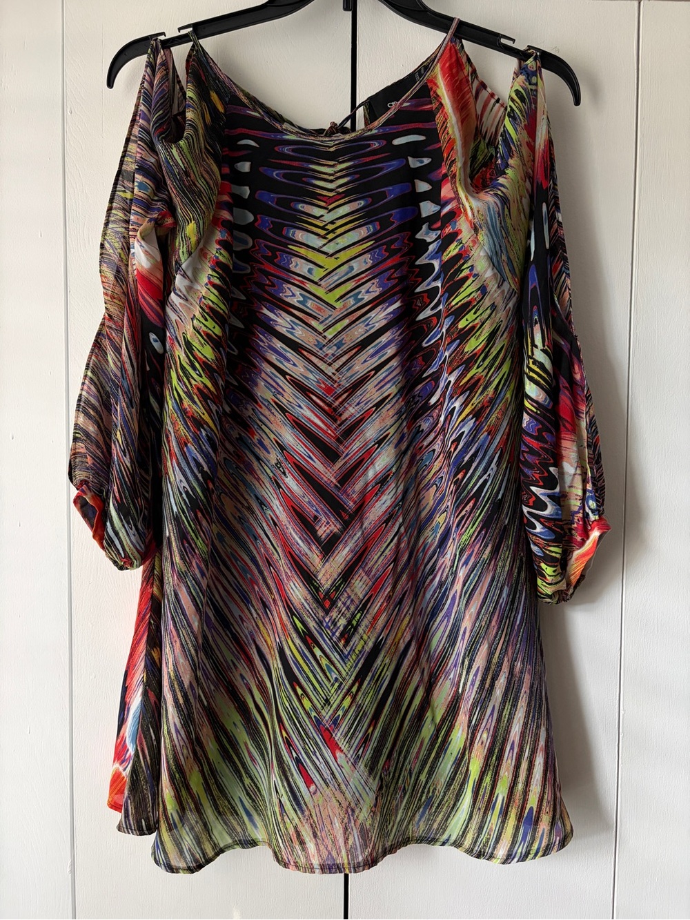 ASOS Multicolor Chevron Print Cold-Shoulder Women’s Dress